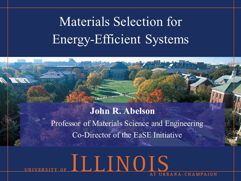 Title Slide: Materials Selection for Energy-efficient Systems