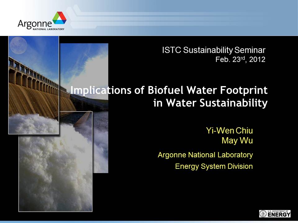 Title Slide: Implications of Biofuel water footprint in water sustainability
