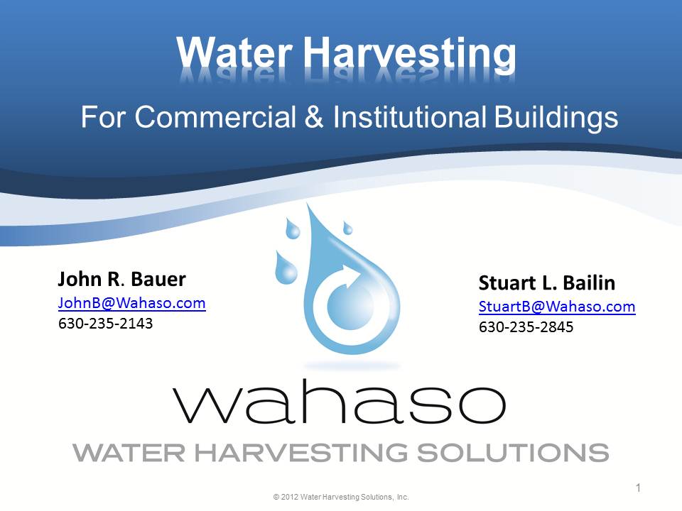 Title Slide: Water Har4vesting for Commercial and Institutional Buildings