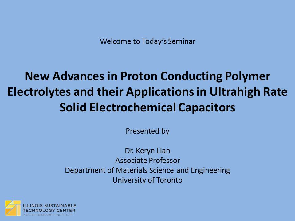 Title Slide: New Advances in Proton Conducting Polymer Electrolytes