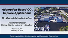 title slide for Adsorption-Based CO2 Capture Applications and link to recording